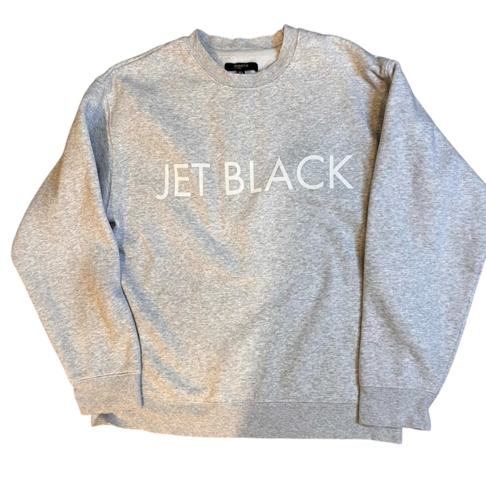 BRUNETTE THE LABEL Jet Black Crewneck Sweater Cozy Fleece M/L